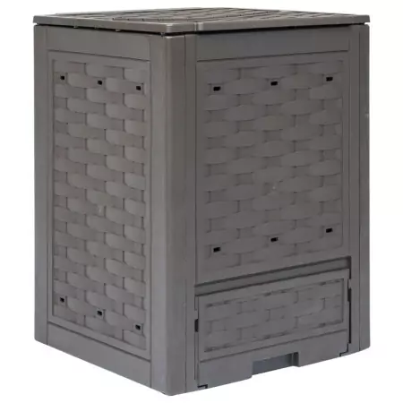 Compostiera Giardino Marrone 60x60x83 cm 300 L Rattan Plastica