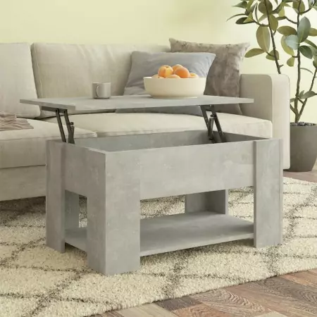 Tavolino da Salotto Grigio Cemento 79x49x41cm Legno Multistrato