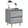 Comodini Gambe in Legno Massello 2 pz Grigio Sonoma 40x30x50 cm