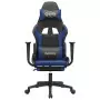 Sedia da Gaming con Poggiapiedi Nero e Blu in Similpelle