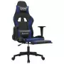 Sedia da Gaming con Poggiapiedi Nero e Blu in Similpelle