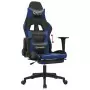 Sedia da Gaming con Poggiapiedi Nero e Blu in Similpelle