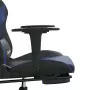 Sedia da Gaming con Poggiapiedi Nero e Blu in Similpelle