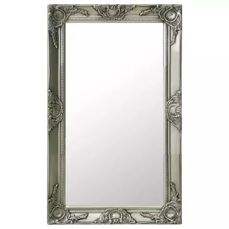 Specchio da Parete Stile Barocco 50x80 cm Argento