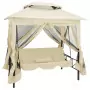 Gazebo Convertibile Panchina a Dondolo Bianco Crema