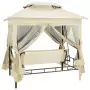 Gazebo Convertibile Panchina a Dondolo Bianco Crema