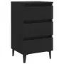 Comodino con Gambe in Metallo 2 pz Nero 40x35x69 cm