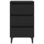 Comodino con Gambe in Metallo 2 pz Nero 40x35x69 cm