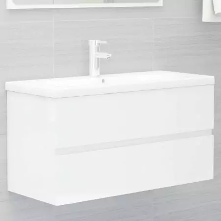 Mobile Sottolavabo Bianco Lucido 90x38,5x45 cm in Truciolato