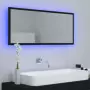 Specchio da Bagno con LED Nero 100x8,5x37 cm in Truciolato