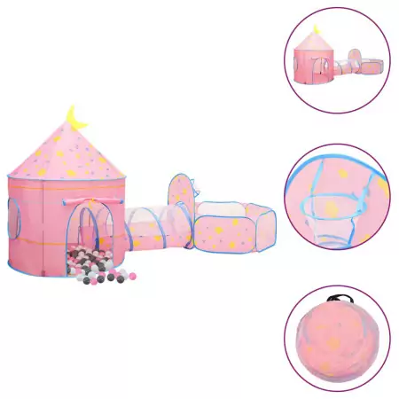 Tenda da Gioco per Bambini Rosa con 250 Palline 301x120x128 cm