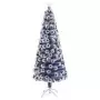 Albero Natale Artificiale LED Bianco e Blu 210 cm Fibra Ottica