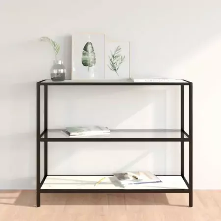 Tavolo Consolle Trasparente e Marmo Bianco 100x36x90 cm Vetro