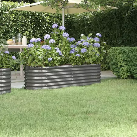 Vaso da Giardino Acciaio Verniciato Polvere 152x40x36 cm Grigio