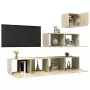 Set Porta TV 4 pz Rovere Sonoma in Truciolato