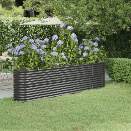 Vaso Giardino Acciaio Verniciato Polvere 260x40x68 cm Antracite