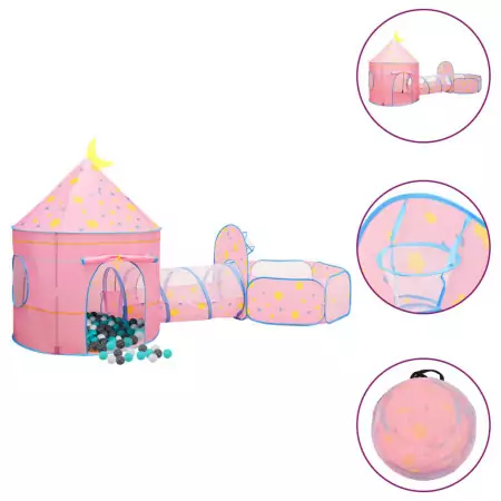 Tenda da Gioco per Bambini Rosa con 250 Palline 301x120x128 cm