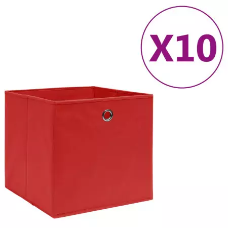 Contenitori 10 pz in Tessuto non Tessuto 28x28x28cm Rosso