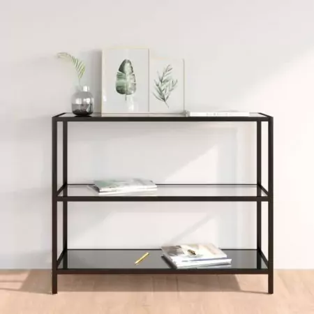 Tavolo Consolle Trasparente e Nero 100x36x90 cm Vetro Temperato