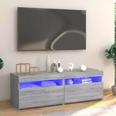 Mobile Porta TV con Luci LED Grigio Sonoma 120x35x40 cm