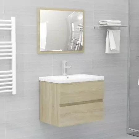 Set Mobili da Bagno 2 pz Rovere Sonoma in Truciolato