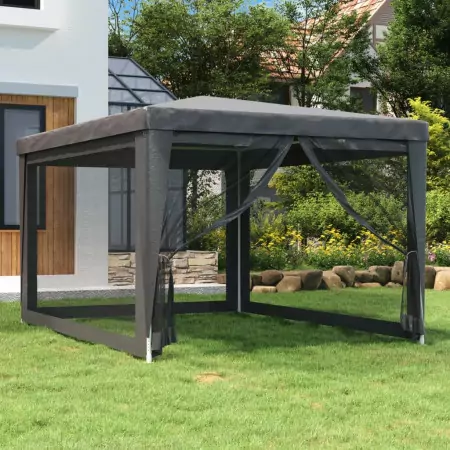 Tenda per Feste 4 Pareti Laterali in Rete Antracite 3x4 m HDPE