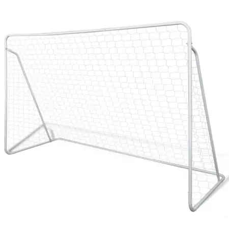 Set Porta da Calcio in Acciaio 240 x 90 x 150 cm Alta Qualità