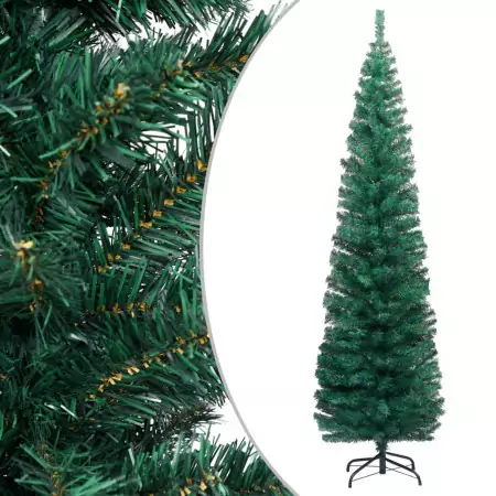 Albero di Natale Artificiale Sottile Supporto Verde 210 cm PVC