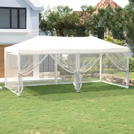 Tenda per Feste Pieghevole con Pareti Laterali Bianco 3x6 m