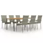 Set Mobili da Pranzo Giardino 7 pz in Polyrattan Grigio