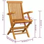 Sedie da Giardino con Cuscini Grigi 4 pz Massello di Teak