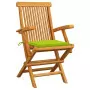 Sedie da Giardino Cuscini Verde Brillante 4 pz Massello di Teak