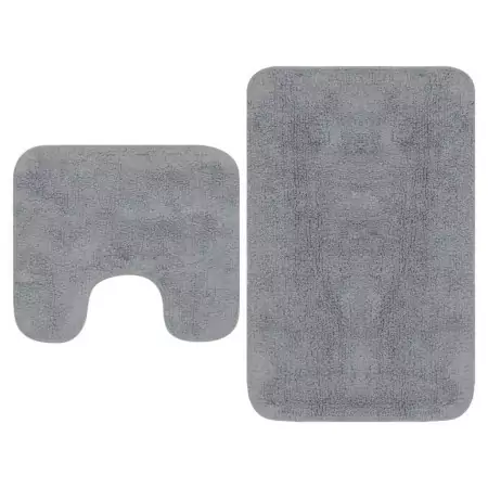 Set Tappetini per Bagno 2 pz in Tessuto Grigio