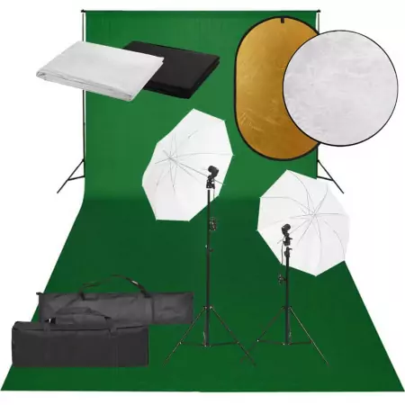Kit Studio Fotografico con Set di Luci, Fondale e Riflettore