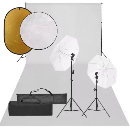 Kit per Studio Fotografico con Set Luci, Fondale e Riflettore