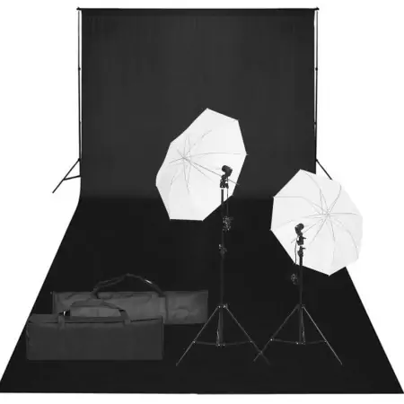 Kit per Studio Fotografico con Set di Luci e Fondale