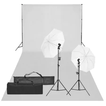 Kit per Studio Fotografico con Set di Luci e Fondale