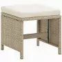 Set da Pranzo per Giardino 9pz con Cuscini in Polyrattan Beige