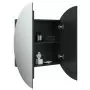 Armadio da Bagno con Specchio Rotondo e LED Nero 54x54x17,5 cm