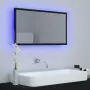 Specchio da Bagno con LED Nero 80x8,5x37 cm in Truciolato