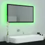 Specchio da Bagno con LED Nero 80x8,5x37 cm in Truciolato