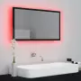 Specchio da Bagno con LED Nero 80x8,5x37 cm in Truciolato