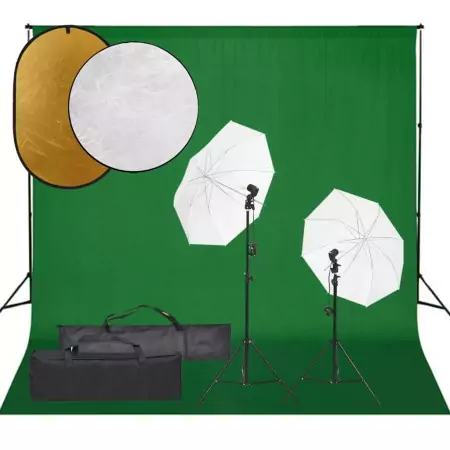 Kit per Studio Fotografico con Set Luci, Fondale e Riflettore