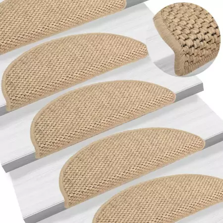 Tappeti Autoadesivi Scale Aspetto Sisal 15 pz 56x20 cm Sabbia