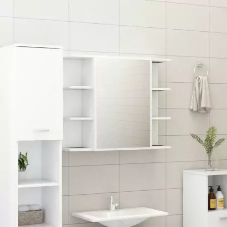 Armadio da Bagno Bianco 80x20,5x64 cm in Legno Multistrato