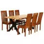 Set Tavolo da Pranzo 7 pz Legno Massello di Acacia e Mango