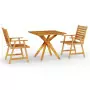 Set Mobili da Pranzo per Giardino 3 pz Legno Massello di Acacia