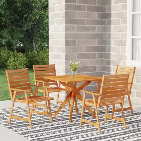 Set Mobili da Pranzo per Giardino 5 pz Legno Massello di Acacia