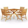 Set Mobili da Pranzo per Giardino 5 pz Legno Massello di Acacia