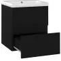 Mobile Bagno con Lavabo Integrato Nero in Legno Multistrato